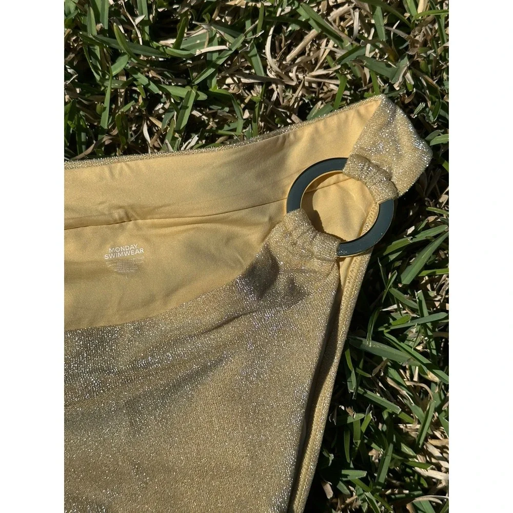 MONDAY SWIMWEAR NWT Antigua Bottom - Gold Shimmer - Large **Discontinued**